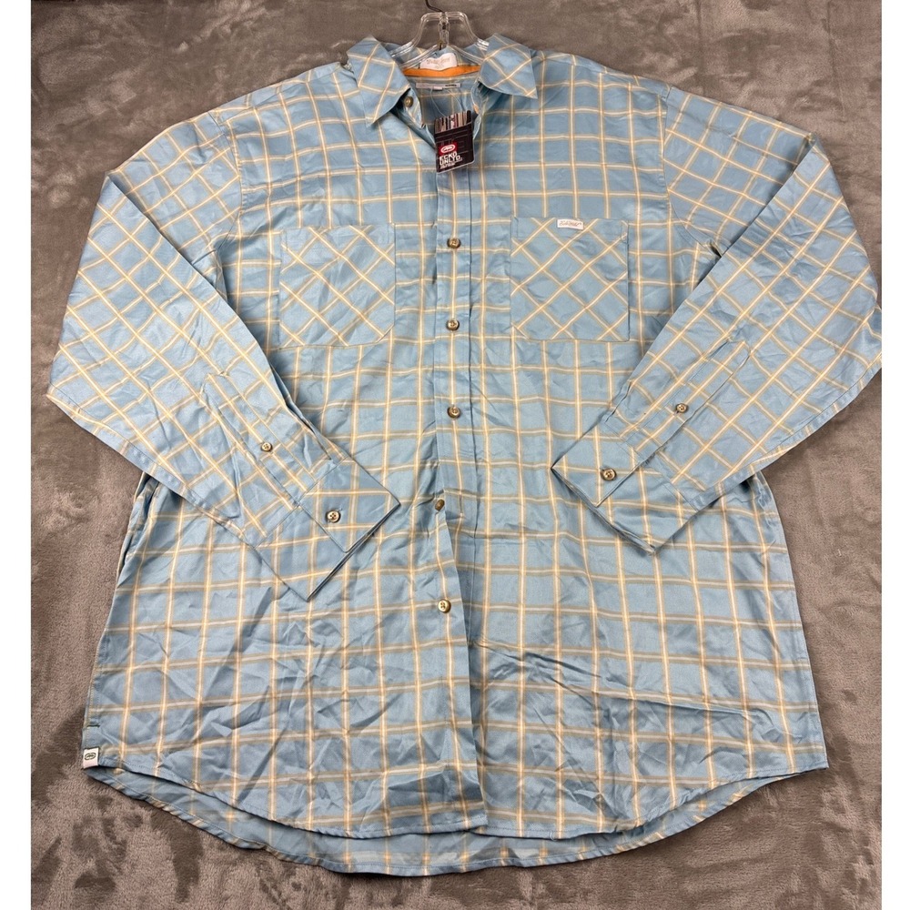Ecko Unltd Mens XL Long Sleeve Button Down Shirt Blue Plaid Cotton NWT